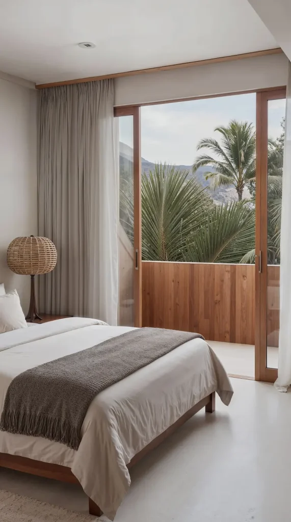 Hotel bedroom overlooking the water